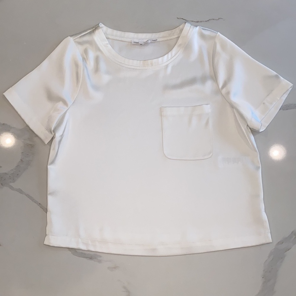 Good American Perfect Silk T Shirt/ Blouse NWOT